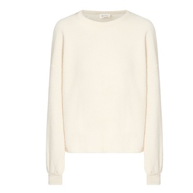 American Vintage Bobypark Textured Sweatshirt in ecru, round neck, dropped shoulders, long sleeves with elasticated cuffs, straight hem