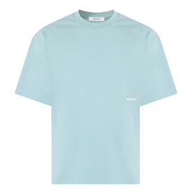 About:Blank Box Logo T-Shirt in tourmaline, crew neck, short sleeves, small ecru logo detail on chest, straight hem