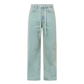 About:Blank jeans in murky wash, wide-leg fit, light blue denim with drawstring waistband and relaxed straight cut