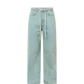 Lace-Tie Straight-Leg Jeans