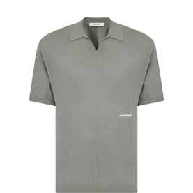 Logo Open-Knit Polo Sweater