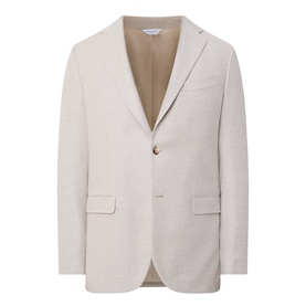 Boglioli beige single-breasted blazer in wool-cashmere blend, notch lapels, flap pockets, gold button fastening