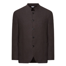 Boglioli brown wool cashmere blend jacket with Mandarin collar, button front fastening and chest pocket