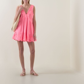 Embroidered Mini Flared Dress