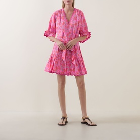Patch Pocket Floral Mini Dress
