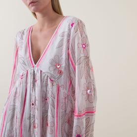 Mirror Embroidered Floral Mini Dress