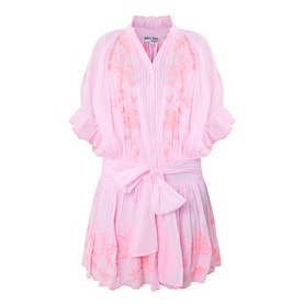 Butterfly Embroidered Mini Shirt Dress