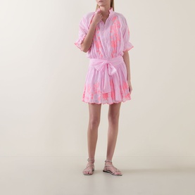 Butterfly Embroidered Mini Shirt Dress