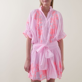Butterfly Embroidered Mini Shirt Dress