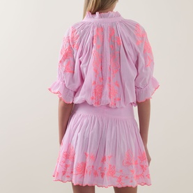 Butterfly Embroidered Mini Shirt Dress