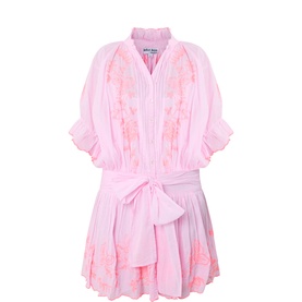 Butterfly Embroidered Mini Shirt Dress