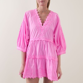 Flamingo Embroidered Mini Dress