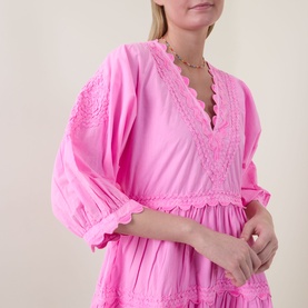 Flamingo Embroidered Mini Dress