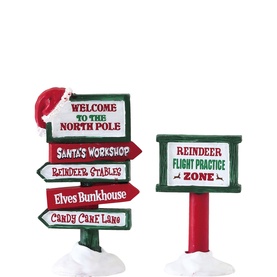 North Pole Signs Figurines Set of Two