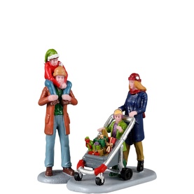 Family Holiday Shopping Spree Figurines Set of Two