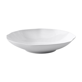 Villeroy & Boch Pura Bowl in white bone porcelain, shallow wide-rimmed design with softly scalloped edges