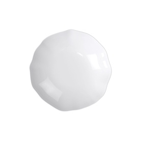 Villeroy & Boch Pura Bowl in white bone porcelain with faceted geometric exterior, shot from above on white background