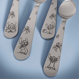Villeroy & Boch Disney Stitch Children's 4-Piece Cutlery Set in stainless steel with engraved Stitch character illustrations