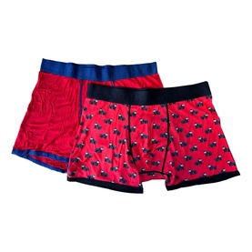 Swole Panda Boxers 2Pk in multi, featuring red plain and red panda-print styles with navy waistbands
