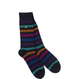 Black & Double Fine Striped Socks