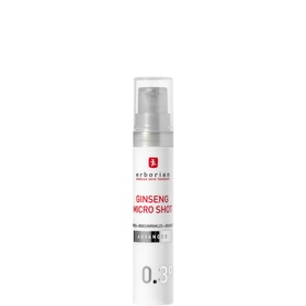 Erborian Ginseng Micro Shot Advanced 0.3% serum, 10ml, in a clear pump bottle with red and white label