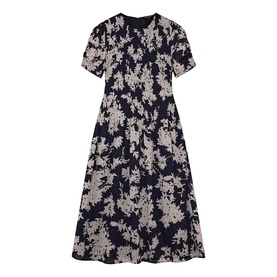 Avery Shadow Floral Smocked Flared Dress