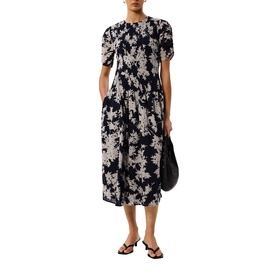 Avery Shadow Floral Smocked Flared Dress
