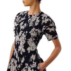 Avery Shadow Floral Smocked Flared Dress