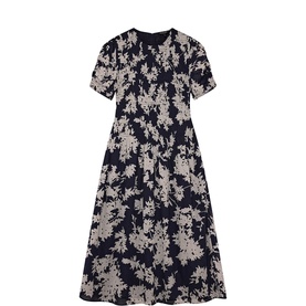 Avery Shadow Floral Smocked Flared Dress