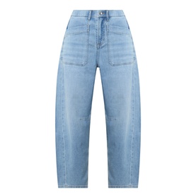 Spanx SPANXsupersmooth&trade; Authentic 360 Lightweight Utility Barrel Leg Jeans in Seaside Blue, barrel-leg silhouette with patch pockets
