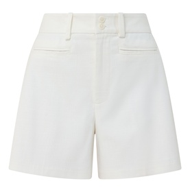 Spanx SPANXsupersmooth&reg; EasyBreezy Shorts in ivory, cotton-linen blend with double button fastening, belt loops and jet pockets