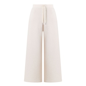 Spanx AirEssentials&reg; Wide Leg Track Pants Petite in Oatmeal Heather, elasticated drawstring waist, wide-cut legs, flat front