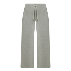 Spanx AirEssentials&reg; Wide Leg Track Pants Petite in Sage Heather, elasticated drawstring waist, wide-cut legs, flat front, petite length