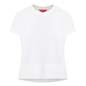 Spanx AirEssentials T-Shirt in Powder, round neckline, short sleeves, dipped hemline with split side seams