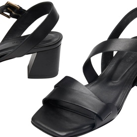 Asymmetric Buckle Block Heels