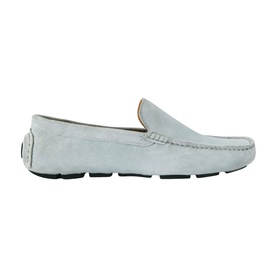 KG by Kurt Geiger blue suede men's driving loafer with moccasin toe stitch and contrast dark rubber sole