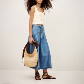 Lonia Eyelet Denim Skirt