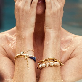 Deep Blue Beaded Chain Bracelet