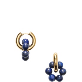 Deep Blue Beaded Hoop Earrings