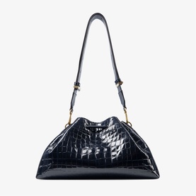 Jimmy Choo blue croc-embossed shoulder bag with gold-tone hardware and adjustable single shoulder strap
