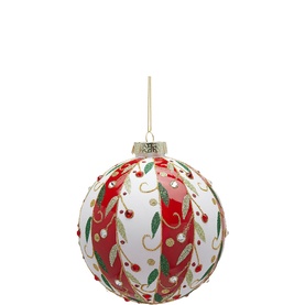 Mistletoe Banded Ball Tree Decoration 12cm