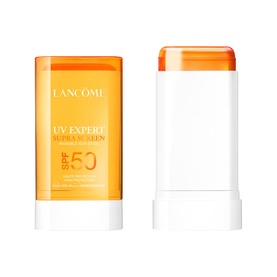 Lancome UVEX Supra Screen Stick SPF50 in a yellow and white twist-up stick format with orange cap