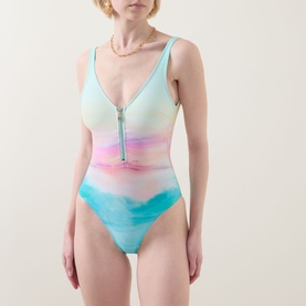 Malibu Printed Zip Swimsuit