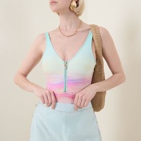 Malibu Printed Zip Swimsuit