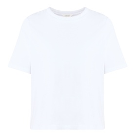Selected Femme Assia Solid T-Shirt in Bright White, crew neck, short sleeves, dropped shoulders, straight hem, 100% cotton