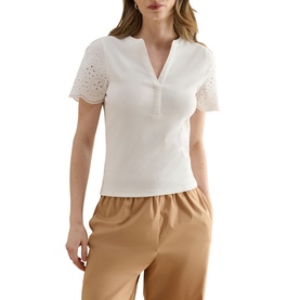 Daphne Broderie Ribbed Top