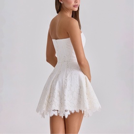 Jemima Strapless Broderie Mini Dress