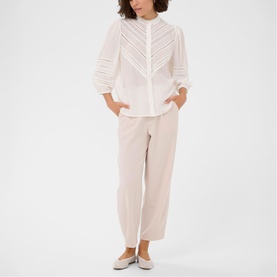 Liva Sheer Lace Chevron Blouse