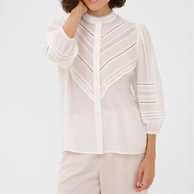 Liva Sheer Lace Chevron Blouse