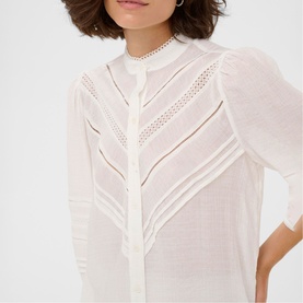 Liva Sheer Lace Chevron Blouse